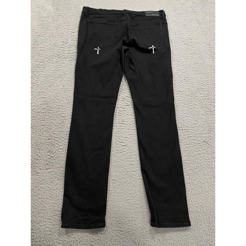 RtA Jeans Mens 38x32 Black Slim Fit Distressed Rest In Peace Made USA Denim